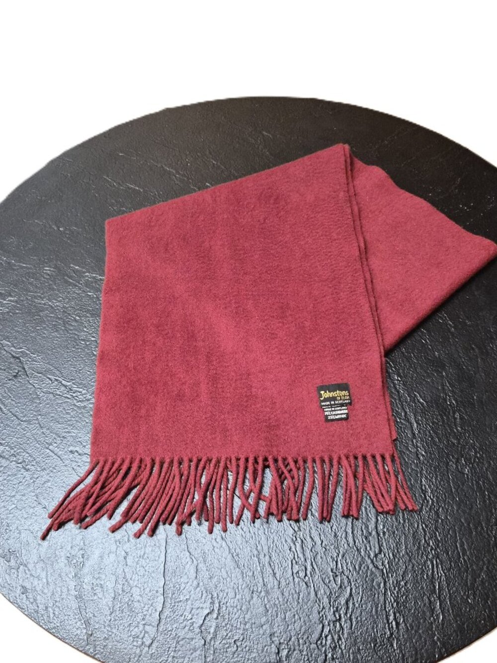VTG Johnstons of Elgin Cashmere Mink Scarf Burgundy Made in Scotland Muffler Hyg